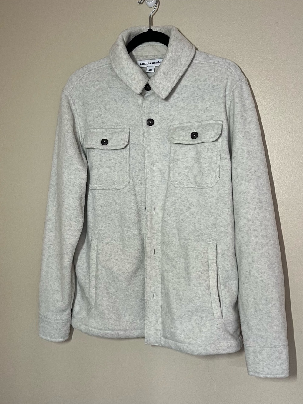 Amazon Essentials Light Gray Button-Front Shirt Jacket